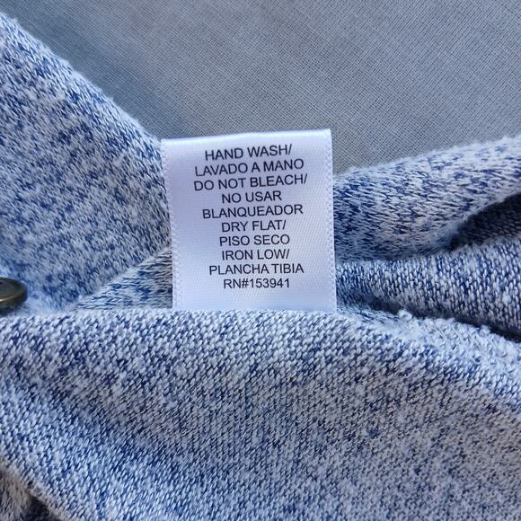 Misia Sweater Tunic Blouse XL blue-grey heather button detail long sleeve scoop - Picture 8 of 12